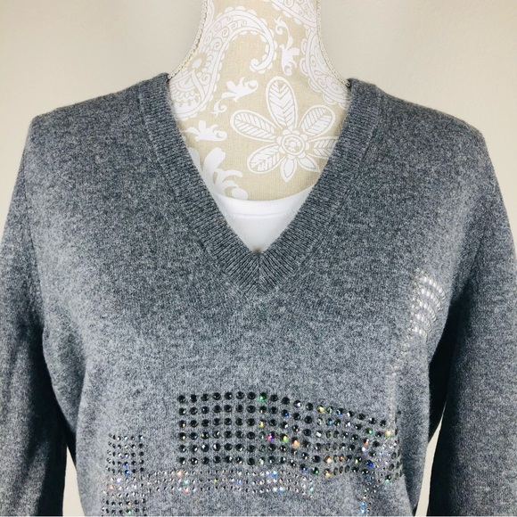 Christopher Kane Hotfix V 100% Swarovski Embellished Sweater Large EUC - Picture 4 of 10